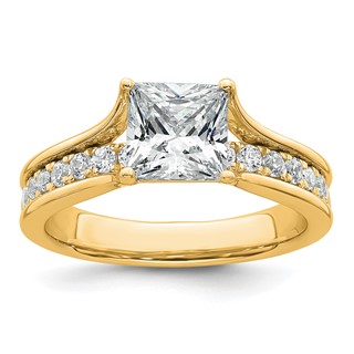 14k 1 7/8 carat Certified Lab Grown Diamond VS+ F+ Princess Complete Engagement Ring