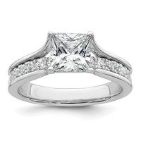 14K White Gold 1.88 Carat Certified Lab Grown Diamond VS+ F+ Princess Complete Engagement Ring view 1