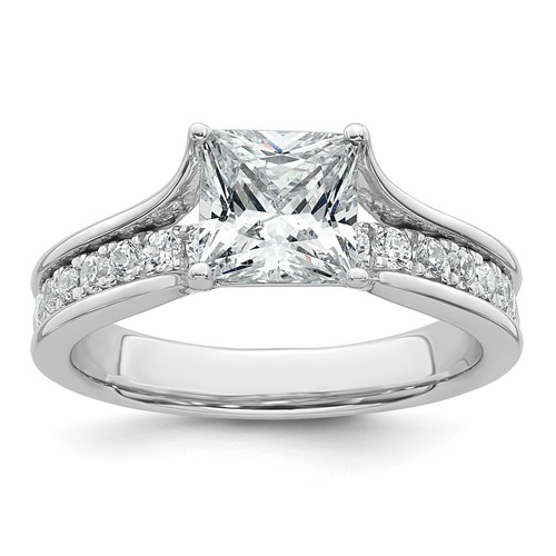14K White Gold 1.88 Carat Certified Lab Grown Diamond VS+ F+ Princess Complete Engagement Ring