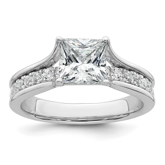 14k White Gold 1 7/8 carat Certified Lab Grown Diamond VS+ F+ Princess Complete Engagement Ring