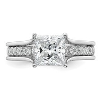 14K White Gold 2.50 Carat Lab Grown Diamond VS+ F+ Princess Complete Engagement Ring view 4