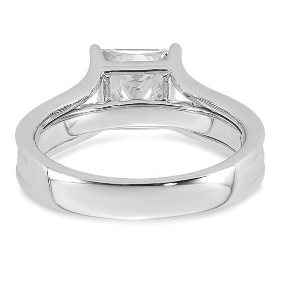 14k White Gold 2 1/2 carat Lab Grown Diamond VS+ F+ Princess Complete Engagement Ring