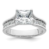 14K White Gold 2.50 Carat Lab Grown Diamond VS+ F+ Princess Complete Engagement Ring view 1