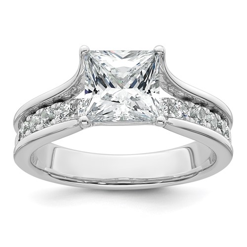 14K White Gold 2.50 Carat Lab Grown Diamond VS+ F+ Princess Complete Engagement Ring