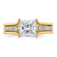 14K Yellow Gold 2.50 Carat Lab Grown Diamond VS+ F+ Princess Complete Engagement Ring view 4