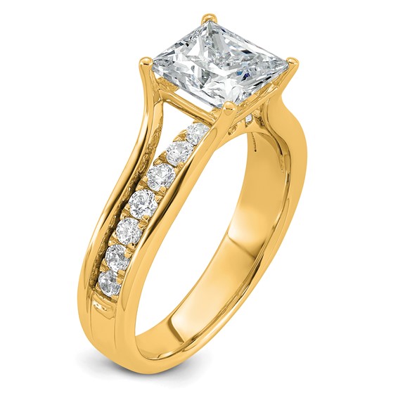 14k 2 1/2 carat Lab Grown Diamond VS+ F+ Princess Complete Engagement Ring