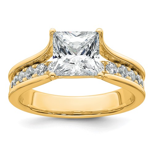 14K Yellow Gold 2.50 Carat Lab Grown Diamond VS+ F+ Princess Complete Engagement Ring