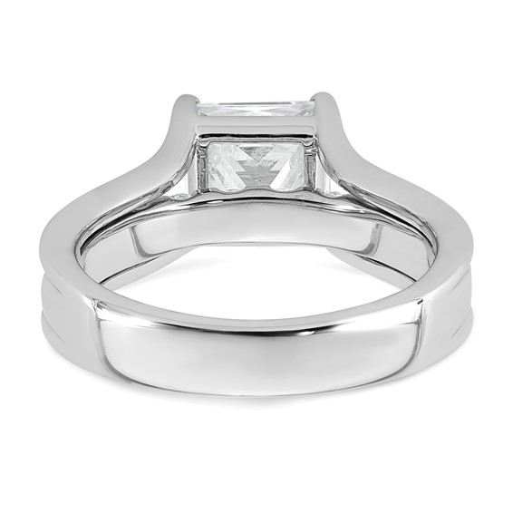 14k White Gold 3 1/6 carat Lab Grown Diamond VS+ F+ Princess Complete Engagement Ring