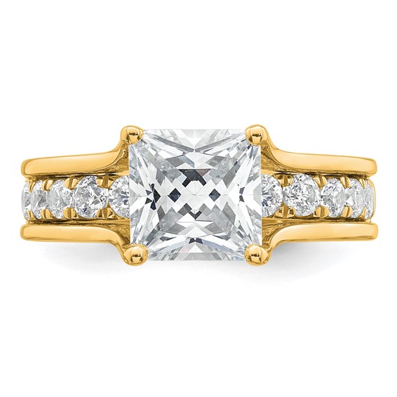 14k 3 1/6 carat Lab Grown Diamond VS+ F+ Princess Complete Engagement Ring