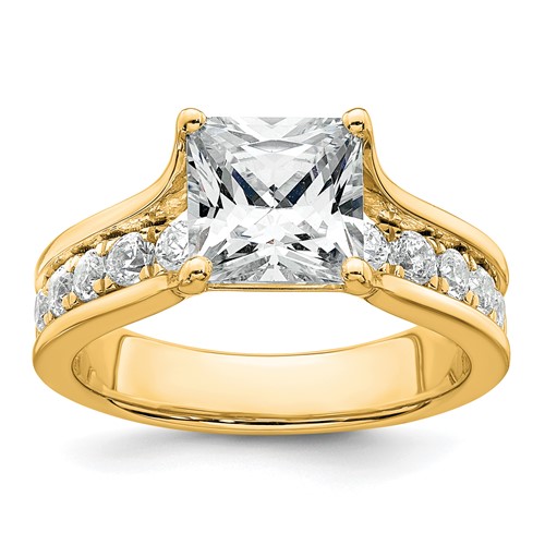 14K Yellow Gold 3.17 Carat Lab Grown Diamond VS+ F+ Princess Complete Engagement Ring