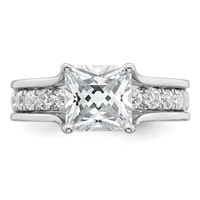 14K White Gold 3.17 Carat Certified Lab Grown Diamond VS+ F+ Princess Complete Engagement Ring view 4