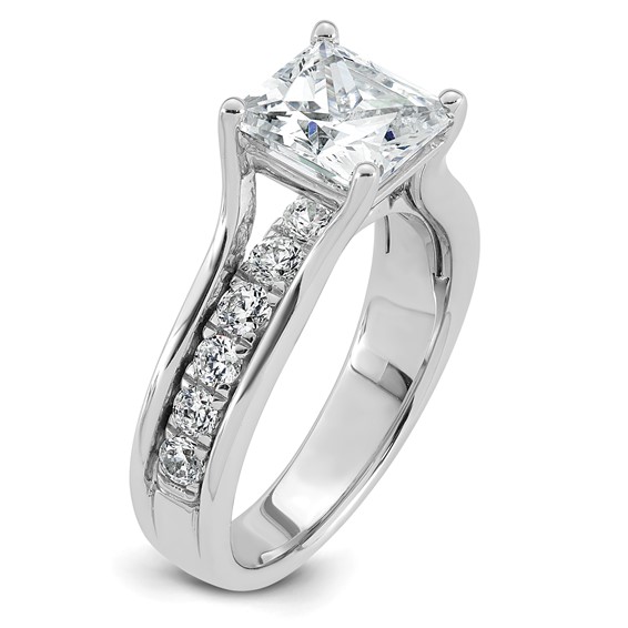 14k White Gold 3 1/6 carat Certified Lab Grown Diamond VS+ F+ Princess Complete Engagement Ring
