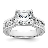 14K White Gold 3.17 Carat Certified Lab Grown Diamond VS+ F+ Princess Complete Engagement Ring view 1