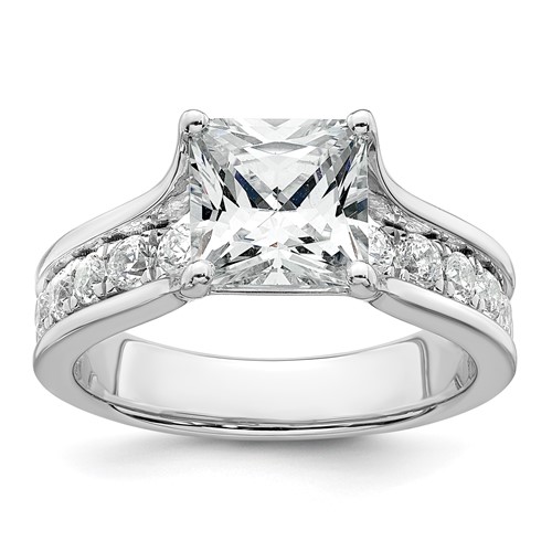 14K White Gold 3.17 Carat Certified Lab Grown Diamond VS+ F+ Princess Complete Engagement Ring