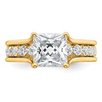 14K Yellow Gold 3.17 Carat Certified Lab Grown Diamond VS+ F+ Princess Complete Engagement Ring view 4