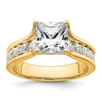 14K Yellow Gold 3.17 Carat Certified Lab Grown Diamond VS+ F+ Princess Complete Engagement Ring view 1