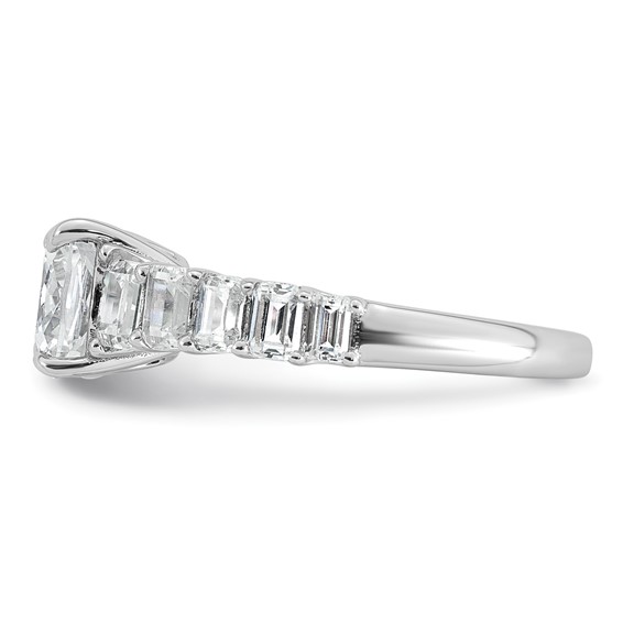 14k White Gold 3 3/8 carat Lab Grown Diamond VS+ F+ Cushion Complete Engagement Ring