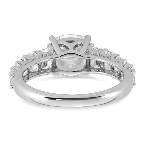 14k White Gold 3 3/8 carat Lab Grown Diamond VS+ F+ Cushion Complete Engagement Ring