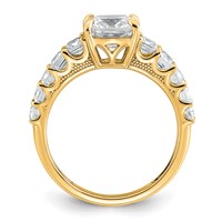 14K Yellow Gold 3.38 Carat Lab Grown Diamond VS+ F+ Cushion Complete Engagement Ring view 2