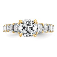 14K Yellow Gold 3.38 Carat Lab Grown Diamond VS+ F+ Cushion Complete Engagement Ring view 4
