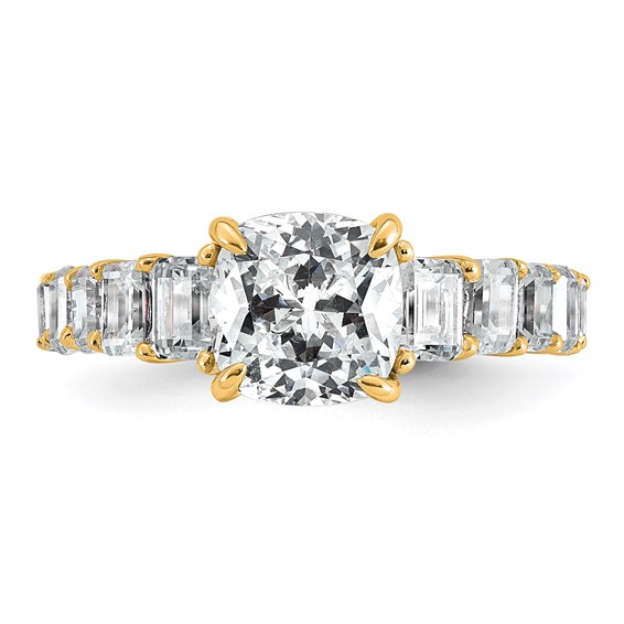 14k 3 3/8 carat Lab Grown Diamond VS+ F+ Cushion Complete Engagement Ring