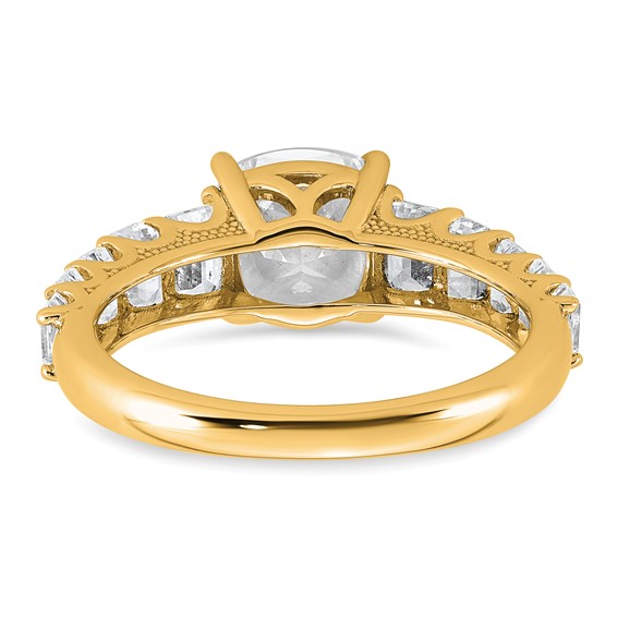 14k 3 3/8 carat Lab Grown Diamond VS+ F+ Cushion Complete Engagement Ring