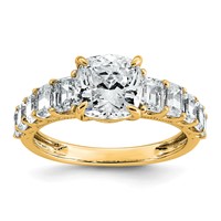 14K Yellow Gold 3.38 Carat Lab Grown Diamond VS+ F+ Cushion Complete Engagement Ring view 1