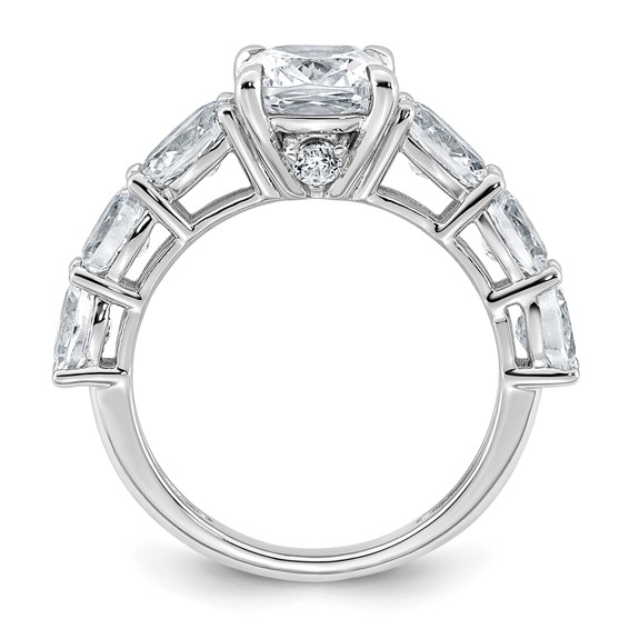 14k White Gold 3 3/4 carat Certified Lab Grown Diamond VS+ F+ Cushion Complete Engagement Ring