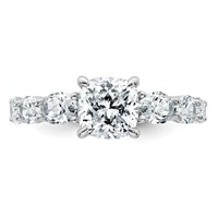 14K White Gold 3.75 Carat Lab Grown Diamond VS+ F+ Cushion Complete Engagement Ring view 4