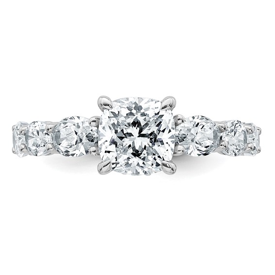 14k White Gold 3 3/4 carat Certified Lab Grown Diamond VS+ F+ Cushion Complete Engagement Ring