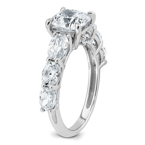 14k White Gold 3 3/4 carat Certified Lab Grown Diamond VS+ F+ Cushion Complete Engagement Ring