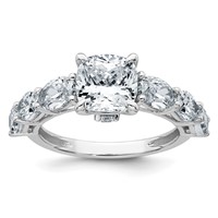 14K White Gold 3.75 Carat Lab Grown Diamond VS+ F+ Cushion Complete Engagement Ring view 1
