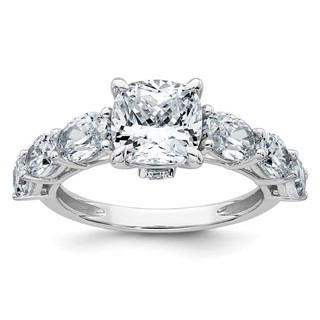 14k White Gold 3 3/4 carat Certified Lab Grown Diamond VS+ F+ Cushion Complete Engagement Ring