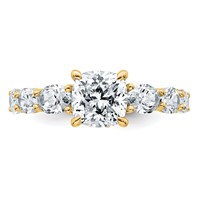 14K Yellow Gold 3.75 Carat Lab Grown Diamond VS+ F+ Cushion Semi-mount Engagement Ring view 4