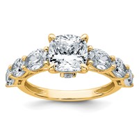 14K Yellow Gold 3.75 Carat Lab Grown Diamond VS+ F+ Cushion Semi-mount Engagement Ring view 1
