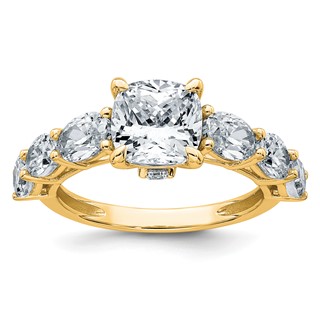 14k 3 3/4 carat Certified Lab Grown Diamond VS+ F+ Cushion Complete Engagement Ring