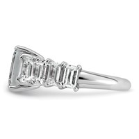 14K White Gold 5 Carat Lab Grown Diamond VS+ F+ Emerald Complete Shared Prong Engagement Ring view 3