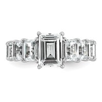 14K White Gold 5 Carat Lab Grown Diamond VS+ F+ Emerald Complete Shared Prong Engagement Ring view 4