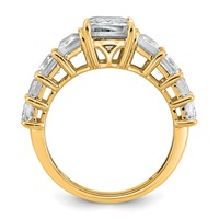 14K Yellow Gold 5 Carat Lab Grown Diamond VS+ F+ Emerald Complete Shared Prong Engagement Ring view 2