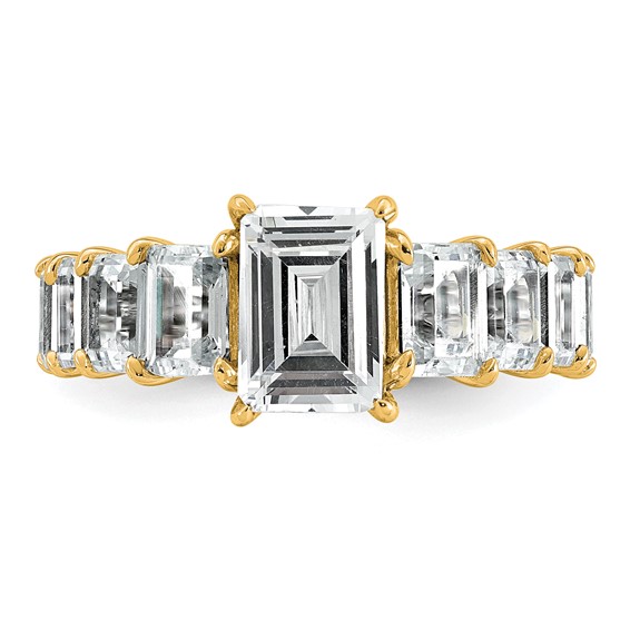 14k 5 carat Lab Grown Diamond VS+ F+ Emerald Complete Shared Prong Engagement Ring