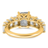 14K Yellow Gold 5 Carat Lab Grown Diamond VS+ F+ Emerald Complete Shared Prong Engagement Ring view 5