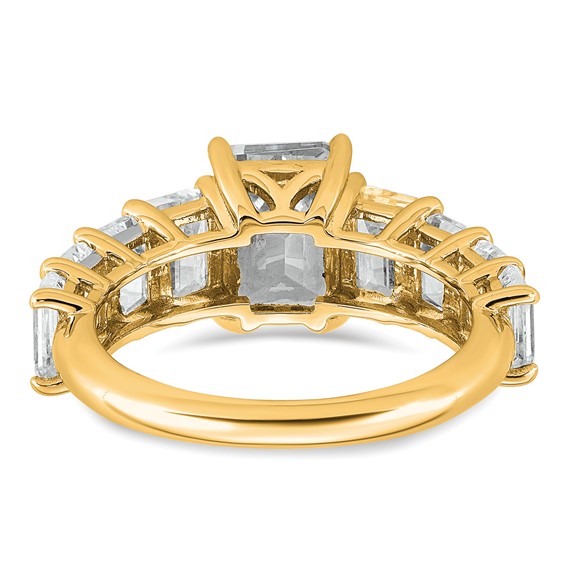 14k 5 carat Lab Grown Diamond VS+ F+ Emerald Complete Shared Prong Engagement Ring