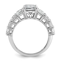 14K White Gold 5 Carat Certified Lab Grown Diamond VS+ F+ Emerald Complete Shared Prong Engagement Ring view 2