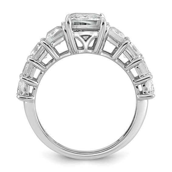 14k White Gold 5 carat Certified Lab Grown Diamond VS+ F+ Emerald Complete Shared Prong Engagement Ring