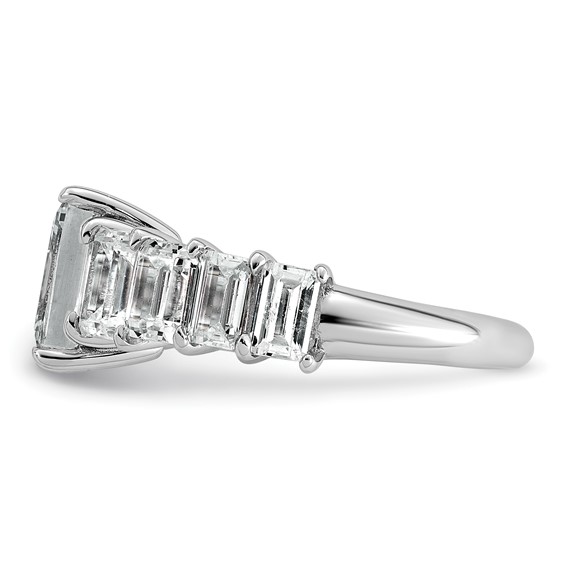 14k White Gold 5 carat Certified Lab Grown Diamond VS+ F+ Emerald Complete Shared Prong Engagement Ring