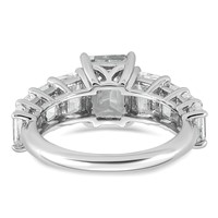 14K White Gold 5 Carat Certified Lab Grown Diamond VS+ F+ Emerald Complete Shared Prong Engagement Ring view 5