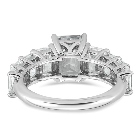 14k White Gold 5 carat Certified Lab Grown Diamond VS+ F+ Emerald Complete Shared Prong Engagement Ring