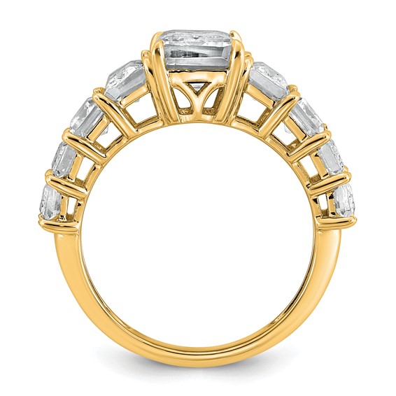 14k 5 carat Certified Lab Grown Diamond VS+ F+ Emerald Complete Shared Prong Engagement Ring