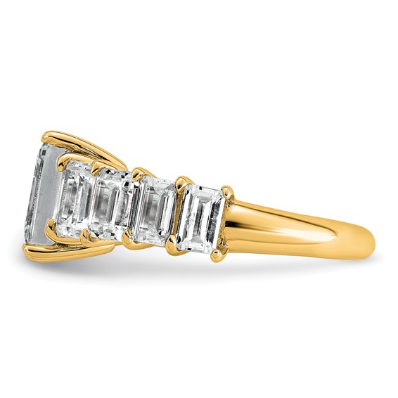 14k 5 carat Certified Lab Grown Diamond VS+ F+ Emerald Complete Shared Prong Engagement Ring