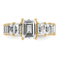 14K Yellow Gold 5 Carat Certified Lab Grown Diamond VS+ F+ Emerald Complete Shared Prong Engagement Ring view 4